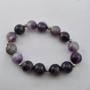 Purple amethyst gemstone beaded stretch